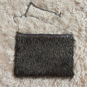 Vintage sfera femme collection brasses cross body purse clutch zipped gray